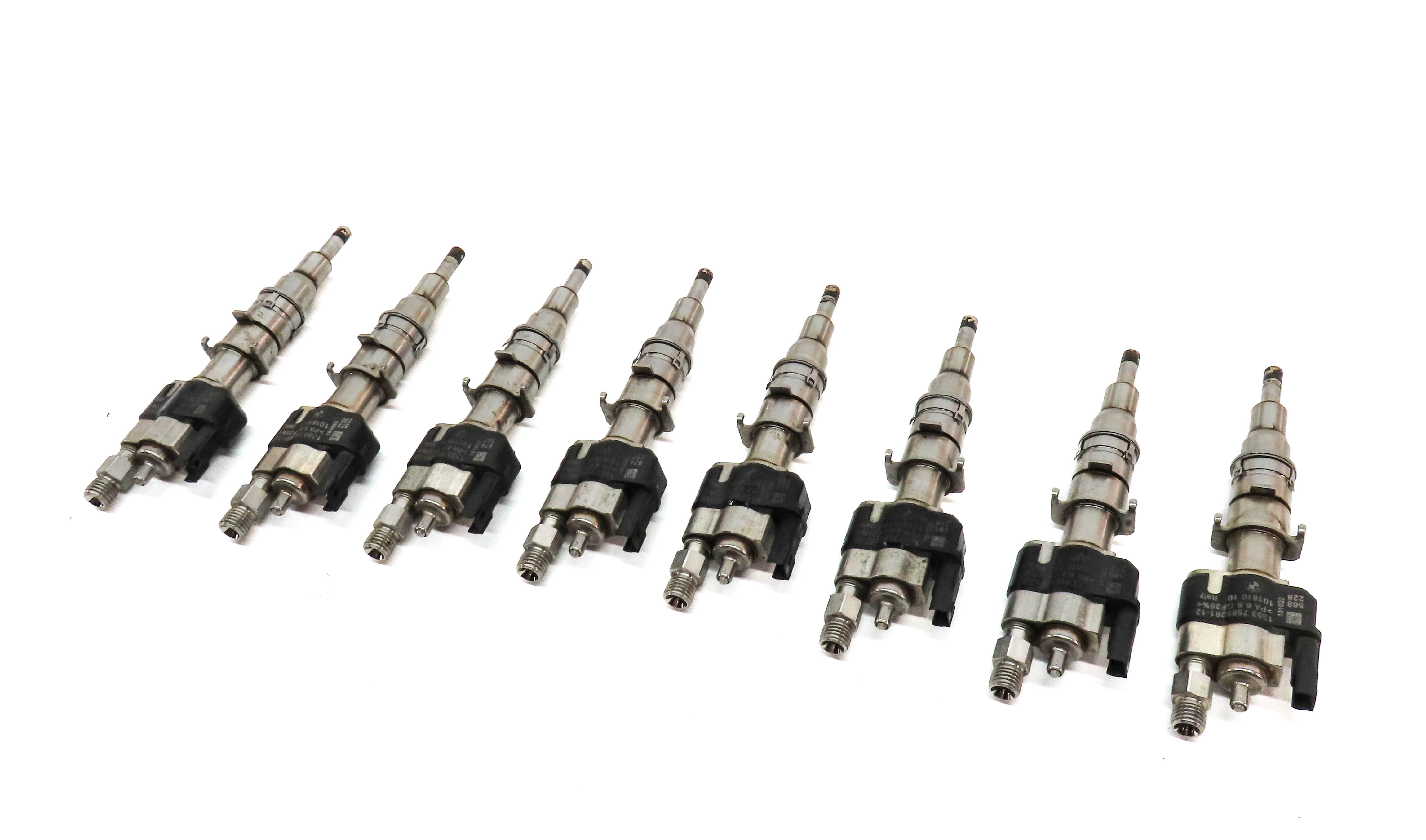 08-16 BMW 3 5 7 X5 X6 Z4 3.0L N54 4.4L N63 FUEL INJECTOR SET/8 (ALL INDEX 12) — exact item pictured